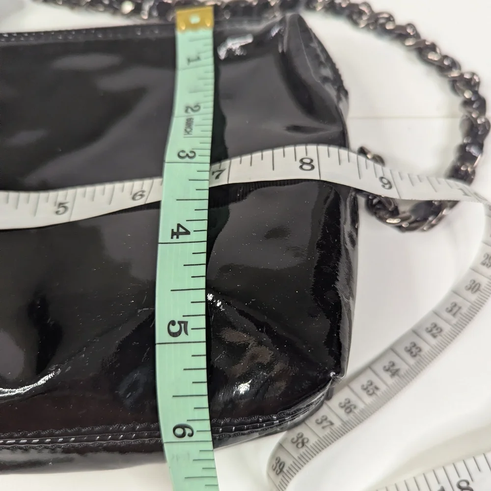 Abro Black Patent Leather‎ Crossbody Bag With Chain Strap NWT